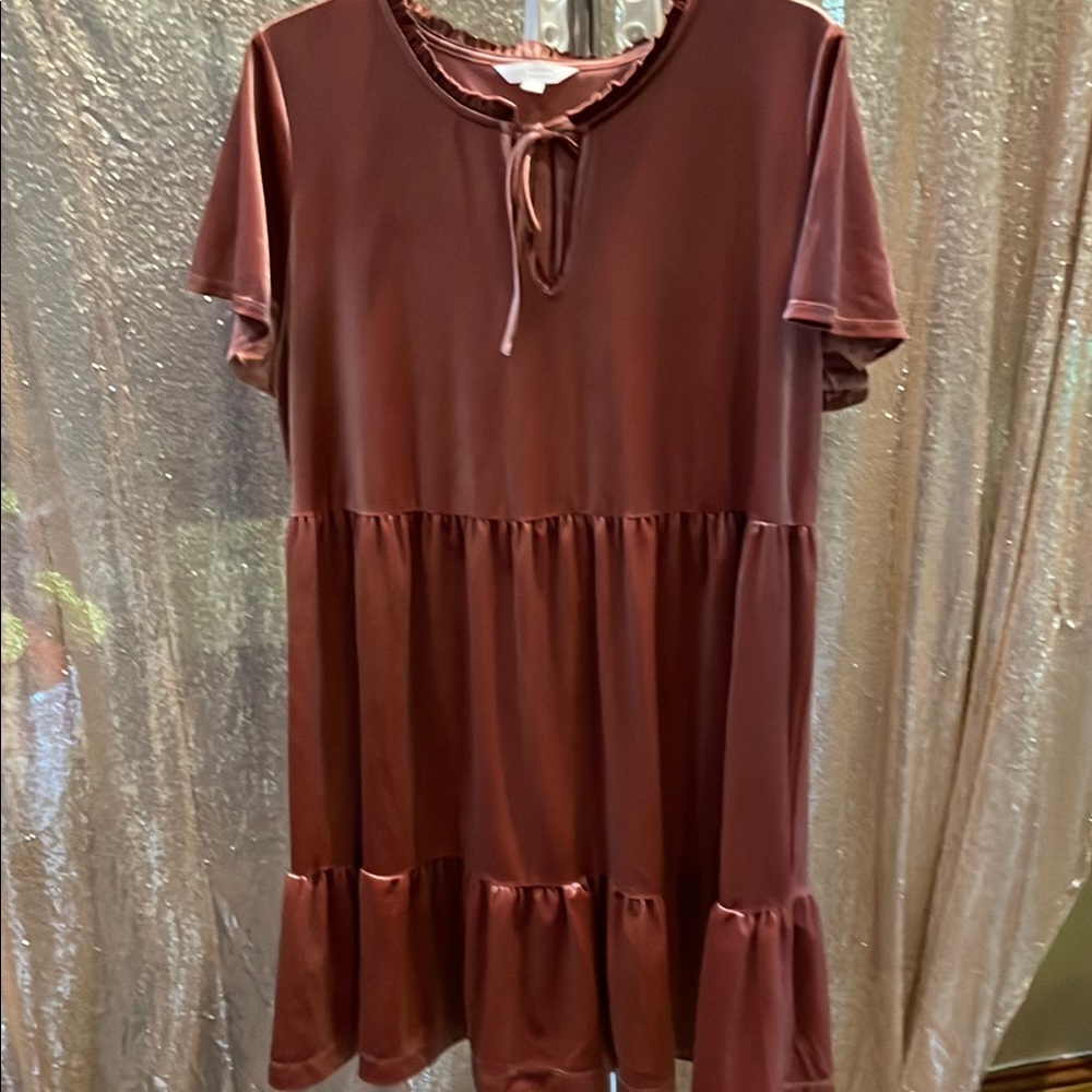 Lauren Conrad Satin Velvet Dress in Dusty Rose NWOT